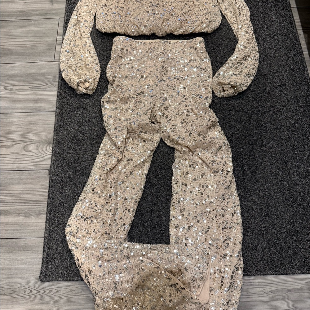HM limited edition sequin crop top and  pants xs/0